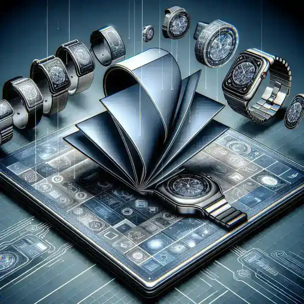 "Imagens de telas dobráveis inovadoras desenvolvidas por fabricantes para dispositivos vestíveis, destacando a flexibilidade e a tecnologia avançada na indústria de eletrônicos."